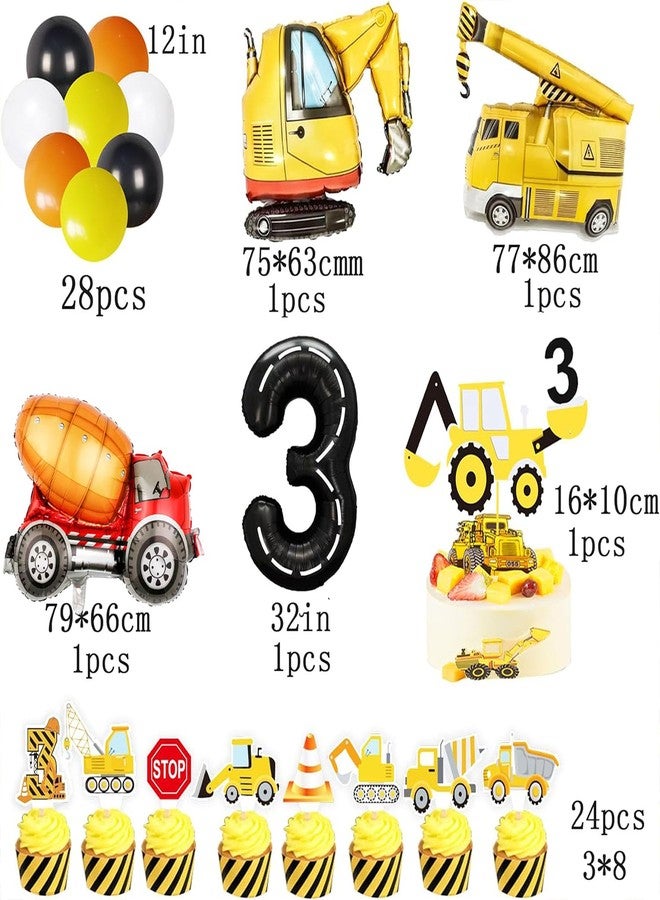 BEOXAGAR 90 Pcs Dump Truck Party Decorations for Boys Baby .Construction 3rd Birthday Party Supplies，Construction 3rd for Boys, Construction Birthday Party Supplies for 3 Year Old Boy - Image 2